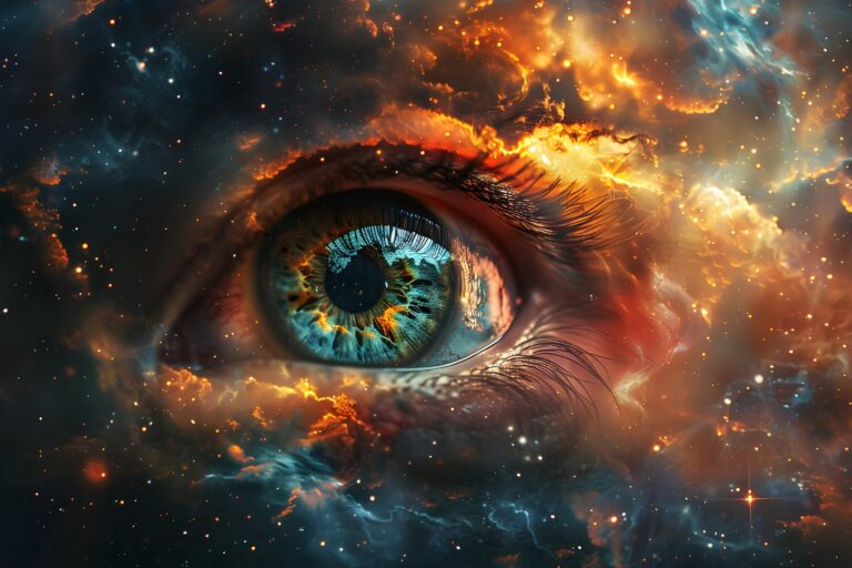 Eye with a galaxy overlay representing mental focus and clarity through Wing Chun training.